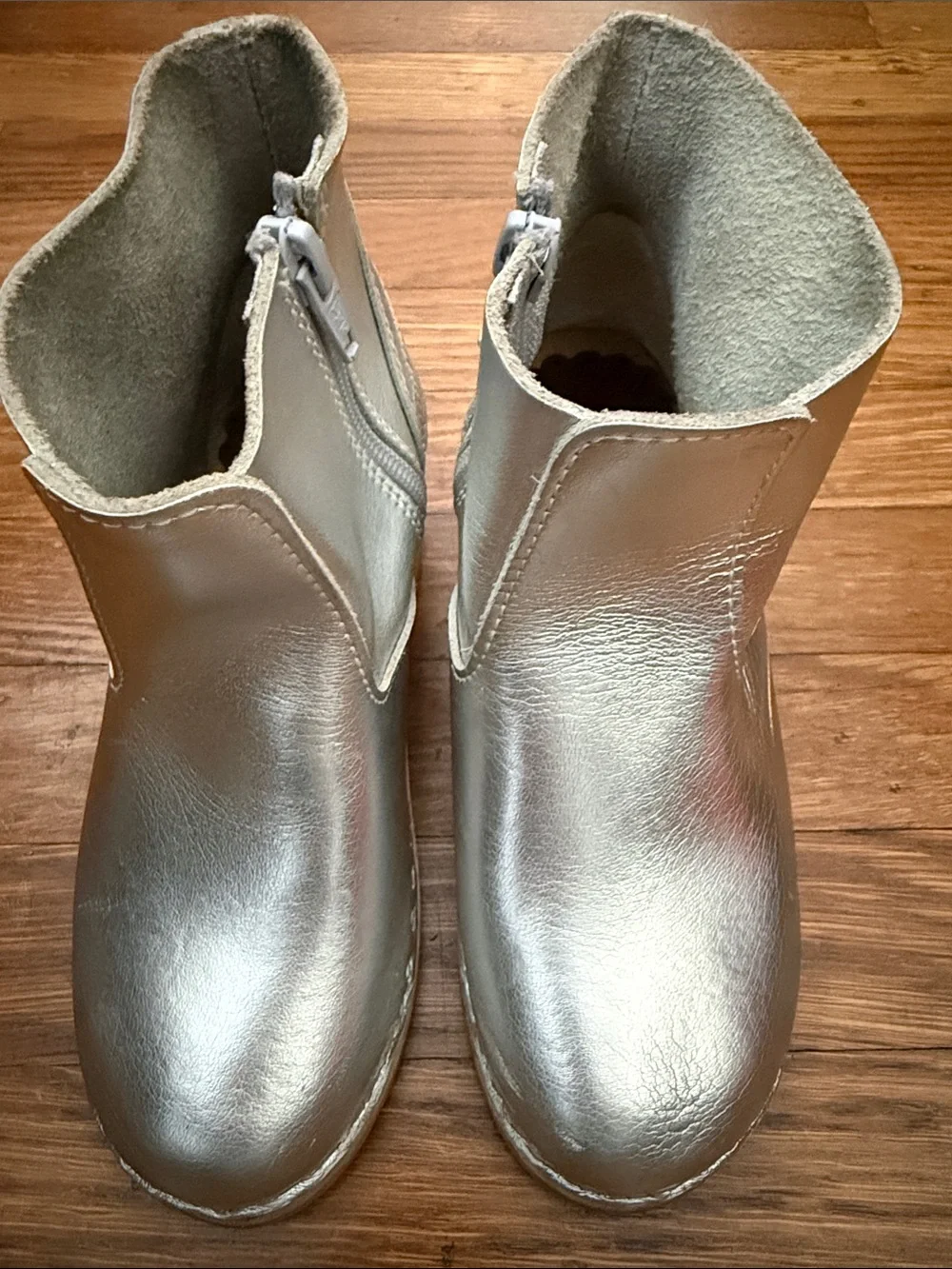 Hanna Andersson Silver Leather Clog Boots